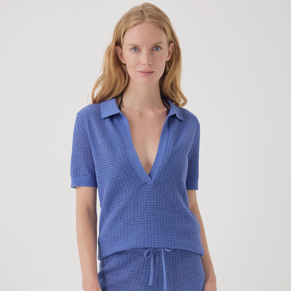 Pact Women's Wedgewood Beachside Linen Crochet Tunic